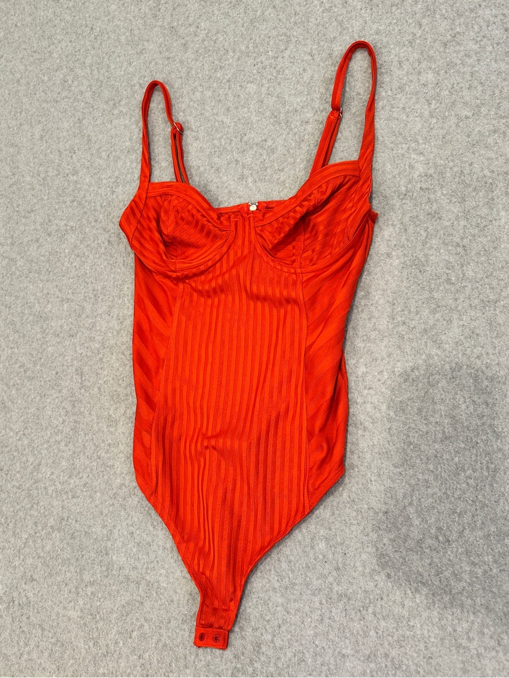 All Saints Red Ribbed One-Piece Bodysuit